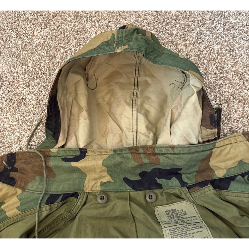 Vintage US Army M-65 Woodland Camo Field Jacket Original 1988 Liner Med Reg - Picture 10 of 16